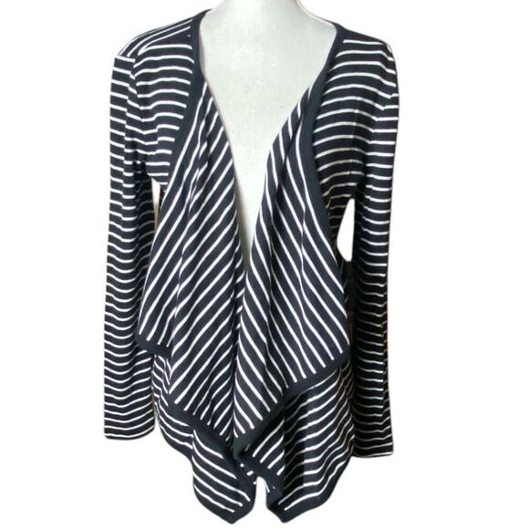 Talbots Womens Black White Stripe Open Front Cardigan Small - Picture 1 of 5